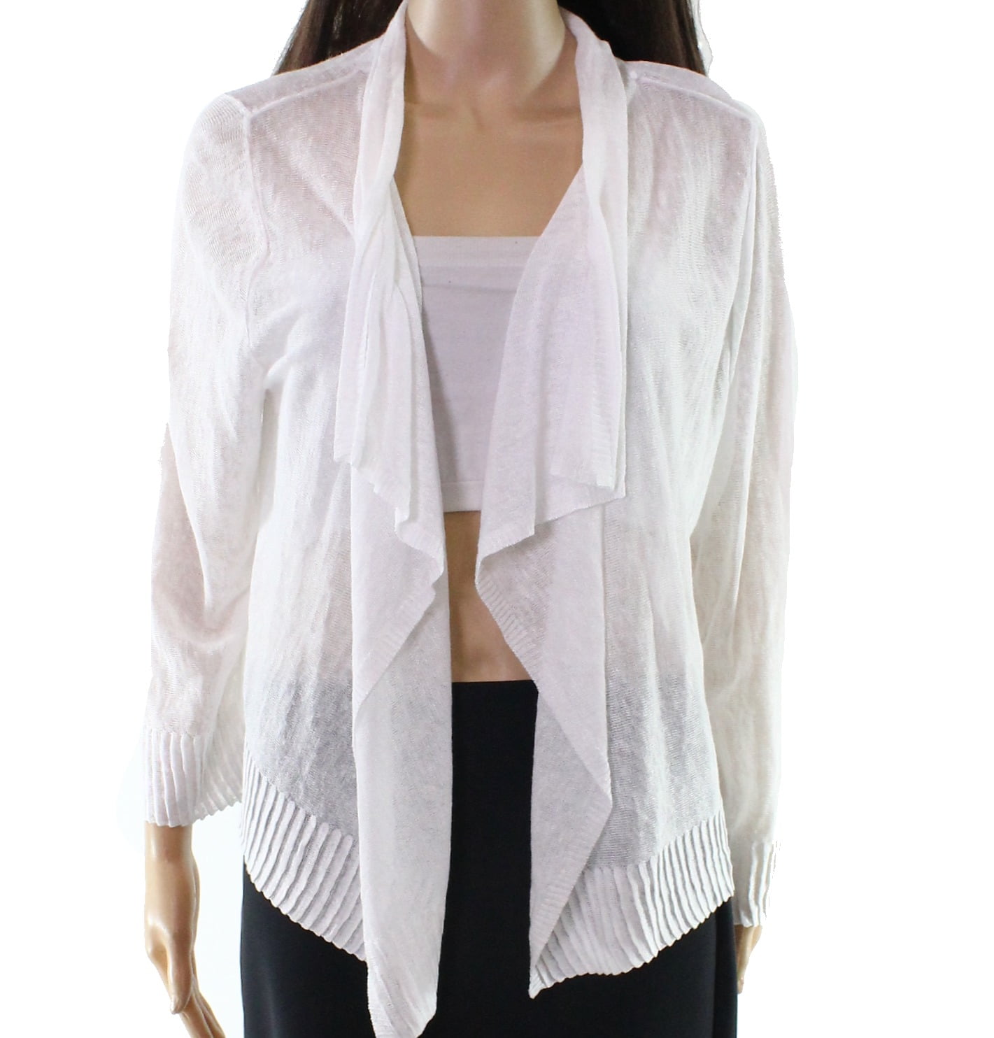 INC NEW White Draped Knit Linen Women's Size Large L Cardigan Sweater ...