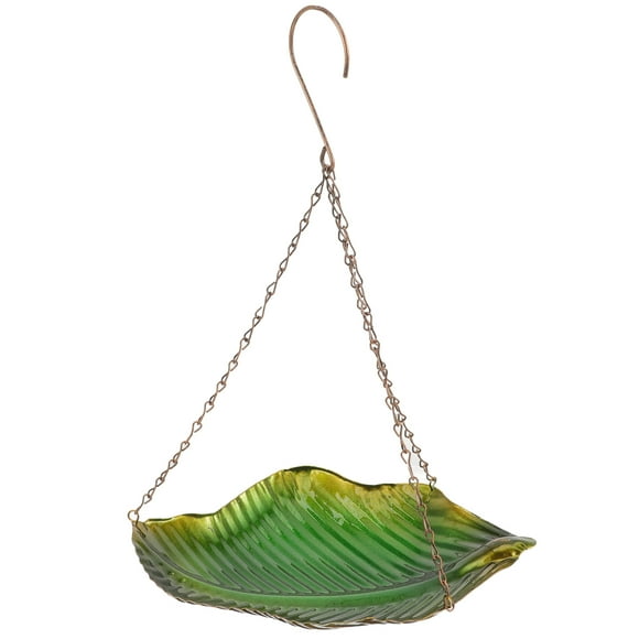 Comedero colgante para pájaros, soporte metálico para comida de pájaros, comedero para pájaros en forma de hoja, comedero para pájaros de jardín