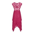 thumbnail image 5 of Diufon Lace Maxi Dresses for Women Round Neck Sleeveless Dress Ruffle Irregular Hem Dress, 5 of 6