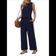 thumbnail image 3 of Conjuntos de 2 Piezas para Mujer, Chaleco, Cuello Redondo, Sin Mangas, Conjuntos Casuales, Pantalones de Pierna , Trajes. Azul Oscuro M, 3 of 10