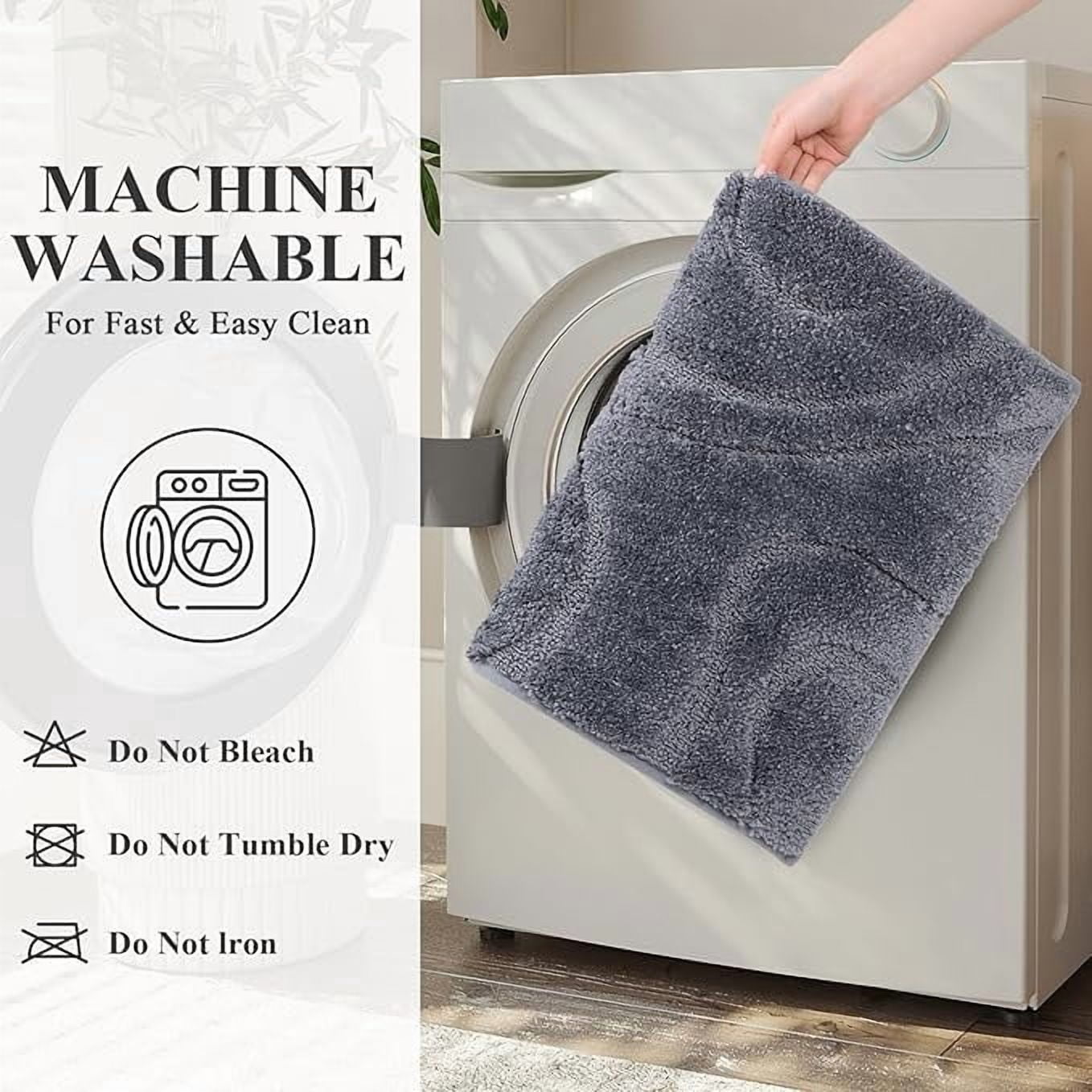 Bathroom Rugs Sets 5 Piece, Soft Absorbent Microfiber Bath Mat for Bathroom, Non Slip Washable Bath Rug Set with Toilet Cover, Bath Runner and U-Shaped Contour Toilet Rug,