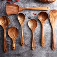 thumbnail image 4 of Juego De Utensilios De Madera Para Cocina Messon, Cucharas De Cocina De Teca Natural Hechas A Mano, Espátula De Madera Para Utensilios De Cocina Antiadherentes (7 Juegos), 4 of 5