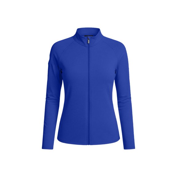 Vinsonshop Women's UPF 50  Lightweight Sun Protection Jacket Athletic Full Zip Long Sleeve Hiking Outdoor Shirt with Pockets Blue L