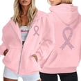 thumbnail image 2 of XINPING Hoodies Women Zip Up Hoodie Oversized Sweatshirt Jackets Spring Fall Winter Coats with Breast Cancer Awareness Ribbon Print 2026, 2 of 7
