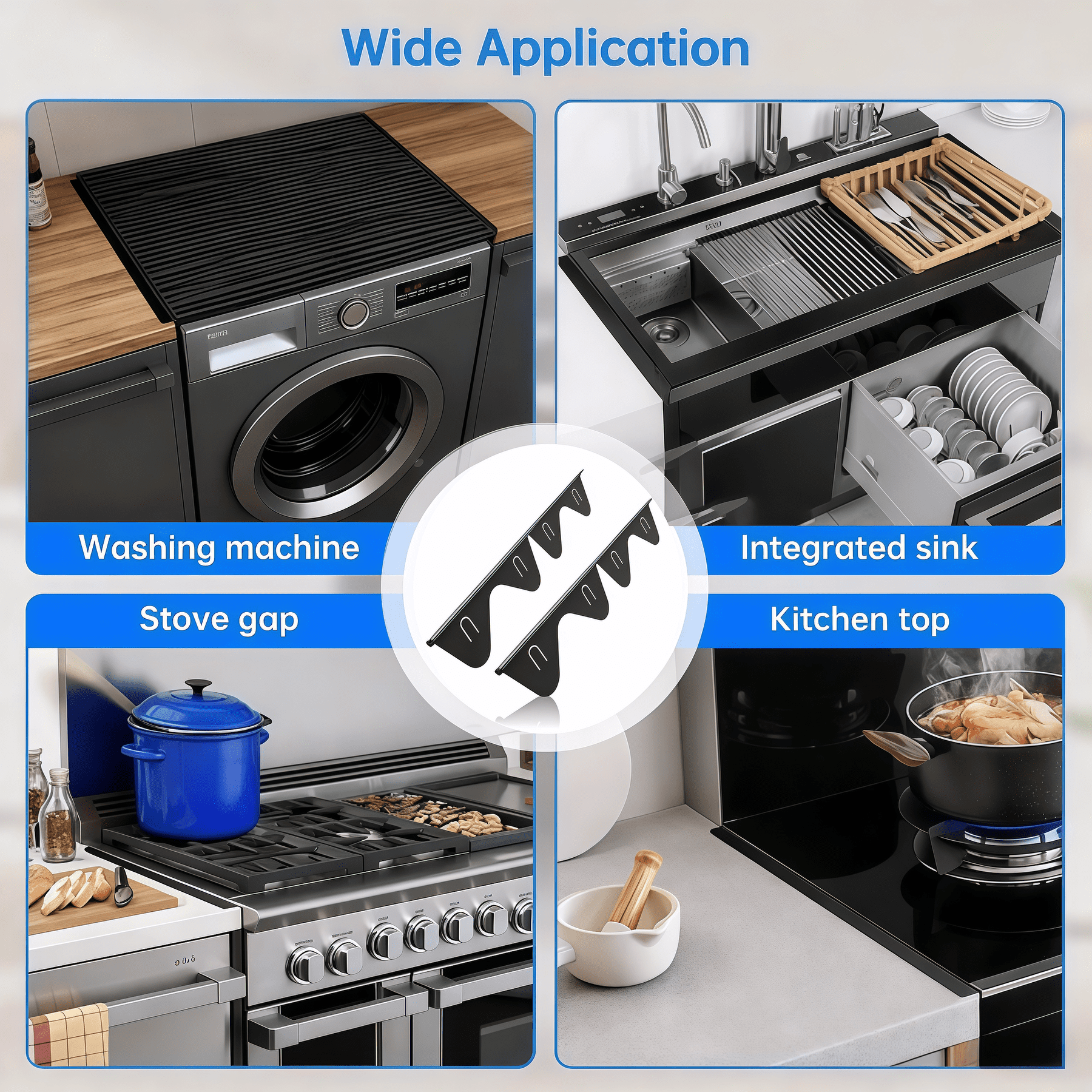 ZHIJYBO 2 Pack Stainless Steel Stove Gap Covers, Stove Gap Filler for Kitchen, Stove Counter Gap Cover Trim Kit, Oven Gap Filler Heat Resistant & Easy Clean,  Adjustable Length 13.8" To 27.5", Black