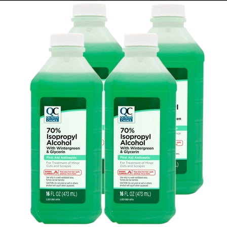 Quality Choice 70% Isopropyl Alcohol First Aid Antiseptic with Wintergreen & Glycerin, 16 FL OZ - 4 Pack