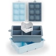 thumbnail image 1 of XXL Ice Cube Trays - 6 XXL Ice Cubes Per Tray (12 Ice Cubes) - BPA Free - Easy Release - Dishwasher Safe - Grey/Light Blue, 1 of 5