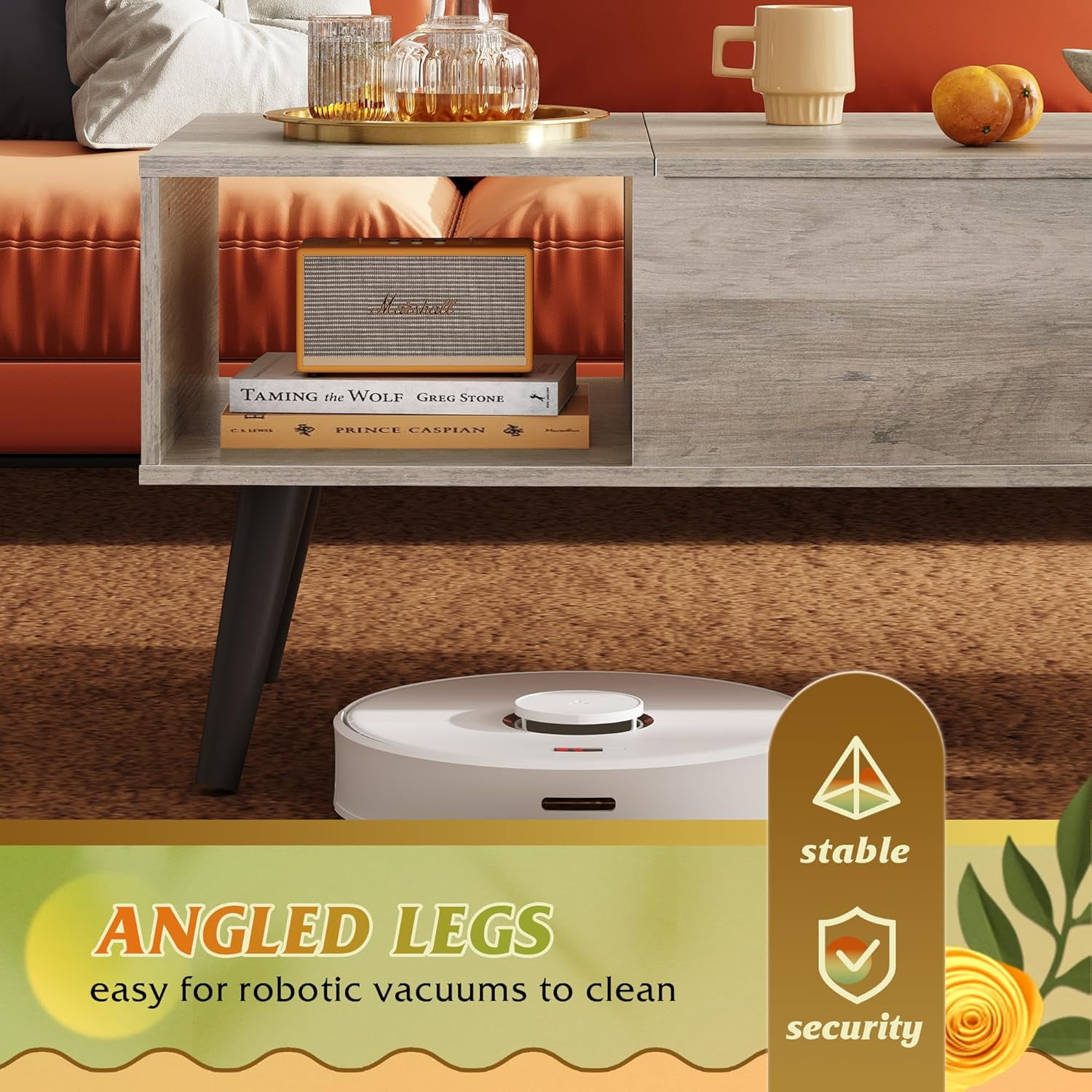 GALAXHERO Lift Top Coffee Table with Storage Small Living Room Table with Storage Shelf & Hidden Compartment Greige