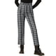 thumbnail image 1 of Pantalones de trabajo de cuadros recortados para mujer INSPIRE CHIC, con botones, talla XL, en blanco y negro, 1 of 6