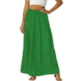 thumbnail image 5 of Women's High Waisted Maxi Tiered Skirt Eyelet Embroidery Cotton Boho Flowy A-Line Long Skirt with Elastic Waist For Summer Beach Vacation Casual Daily Wear, 5 of 8