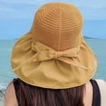 thumbnail image 5 of Women's Sun Hat Large Brim Foldable Breathable Floppy UV Bow Tie Decor Women Sunscreen Summer Hat Beach Cap, 5 of 8