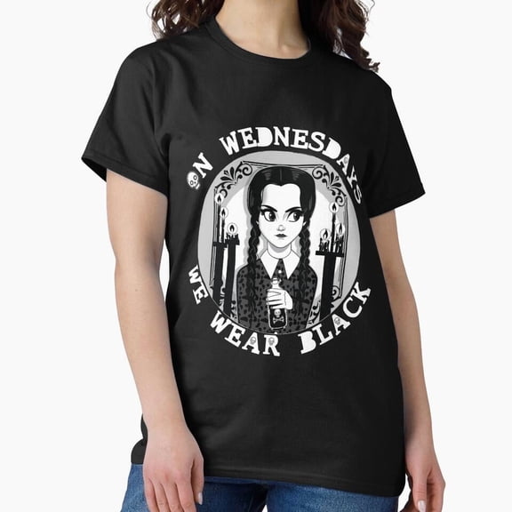 On Wednesdays We Wear Black Funny Goth Aesthetic Quote H24147 T-Shirt, for Men and Women, Up to Size 5XL