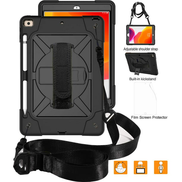 iPad 9th 7th Generation Cases with Screen Protector, iPad 10.2" 2021/2020/2019 Allytech Heavy Duty Protective Covers with 360 Rotate Stand /Hand Strap/ Should Belt /Pencil Holder - Walmart.com