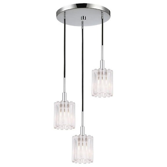 Woodbridge Lighting Candice 3-light Glass Cluster Pendant in Nickel