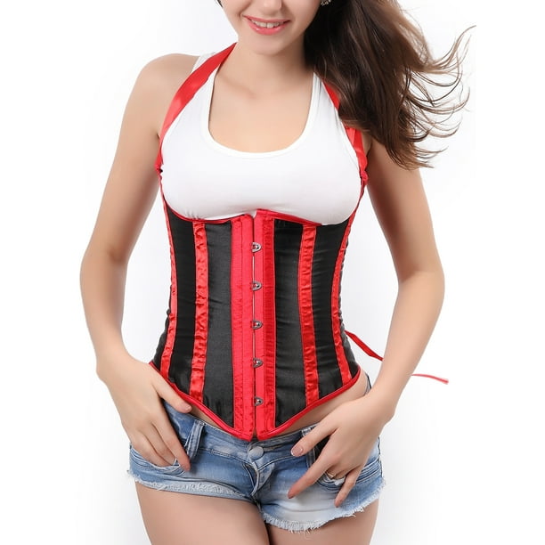 Women Sexy Spaghetti Straps Lace Up Ribbon Push Up Underbust Corset Bustier  Top Bridal Dress Body Shaper Waist Trainer Slimming 
