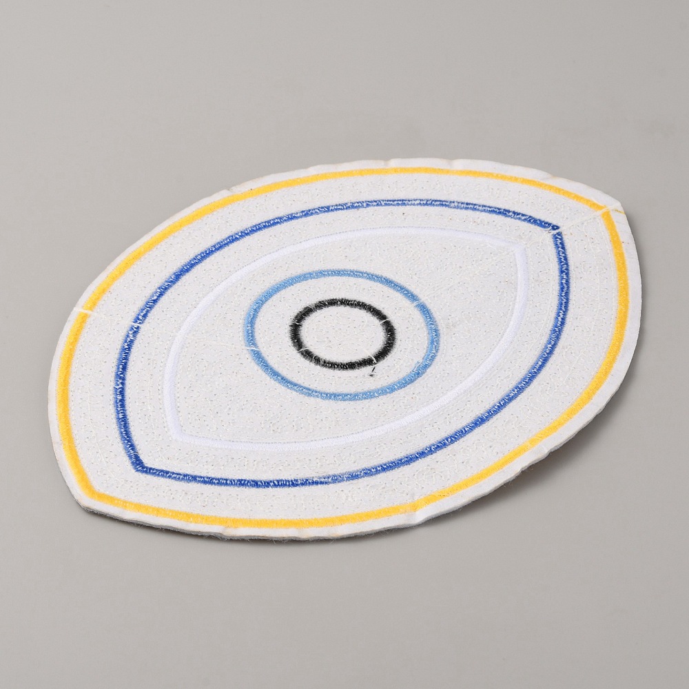 Polyester Sequin Evil Eye Appliques Iron on/Sew on Clothing Patches Gold 136x193x1.5mm