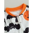 thumbnail image 6 of Wassery Infant Baby Boys Girls Halloween Jumpsuit Newborn Girl Footed Romper Long Sleeve Bat Pumpkin Print Zipper Bodysuits 3M 6M Infant Fall Clothes, 6 of 8
