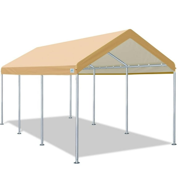 ADVANCE OUTDOOR Adjustable 10' x 20' x 10.8' Beige Carport