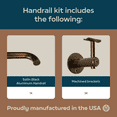 thumbnail image 4 of Industrial Aluminum 1.5 Inch Round Ada Complete Indoor/outdoor Straight Handrail Grab Bar Kit, Returns To Wall, 6 Foot Handrail, Bronze, 4 of 4
