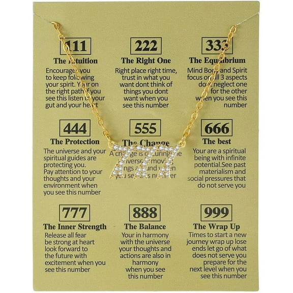 Gold Plated Angel Number Necklace With Meaningful Card 111 222 333 444 555 666 777 888 999 Pendant Choker Numerology Jewelry For Women[o440]