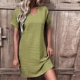 thumbnail image 1 of Robe d'Été pour Femmes 2024 Mode Grande Taille Printemps et Col en V Robe Décontractée à Manches Courtes 50 % de Réduction!, 1 of 6
