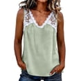 thumbnail image 2 of QUNYINEY Summer Women’s Tank Tops Cotton Linen Colorblock Tops V Neck Sleeveless Casual Loose Fit Lace Tee Shirts Womens, 2 of 6