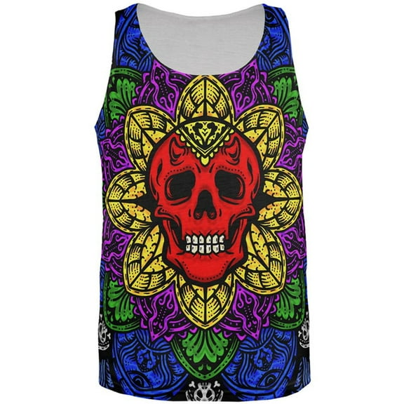 Halloween Demon Skull Mandala All Over Mens Tank Top Multi SM
