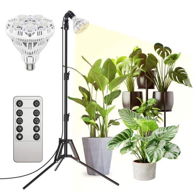 Luz de Crecimiento para Plantas SANSI 30W Espectro Completo Trípode 76-140cm
