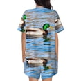 thumbnail image 6 of Fuzoiu Mallard Duck Swimming In A River Print Women's Short-Sleeved Pajama Set,Lounge Sleepwear Set,Womens Pajama Sets 2 Piece,Button-Up Top and Shorts with Pockets-3X-Large, 6 of 7