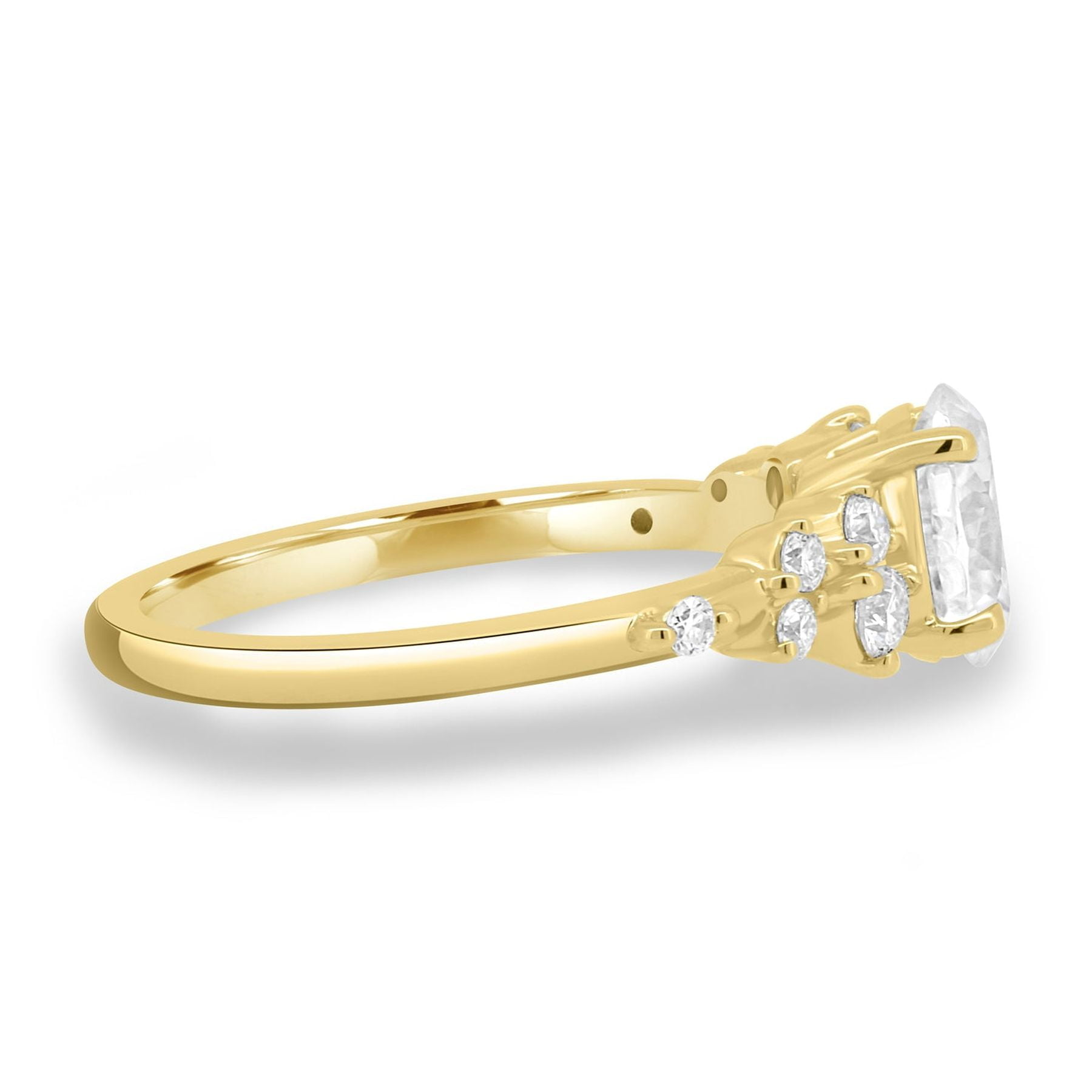 ESTE ORIGIN 1.25ct Oval Moissanite Engagement Ring with Accent Stones – 18K Yellow Gold Promise Ring for Women, US 6.5.