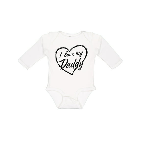 Inktastic I Love My Daddy in Black Chalk Heart Boys or Girls Long Sleeve Baby Bodysuit