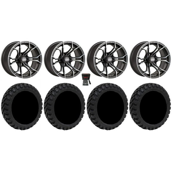 GTW Spyder 12" Golf Cart Wheels Gray 22" Nomad Tires E-Z-GO & Club Car
