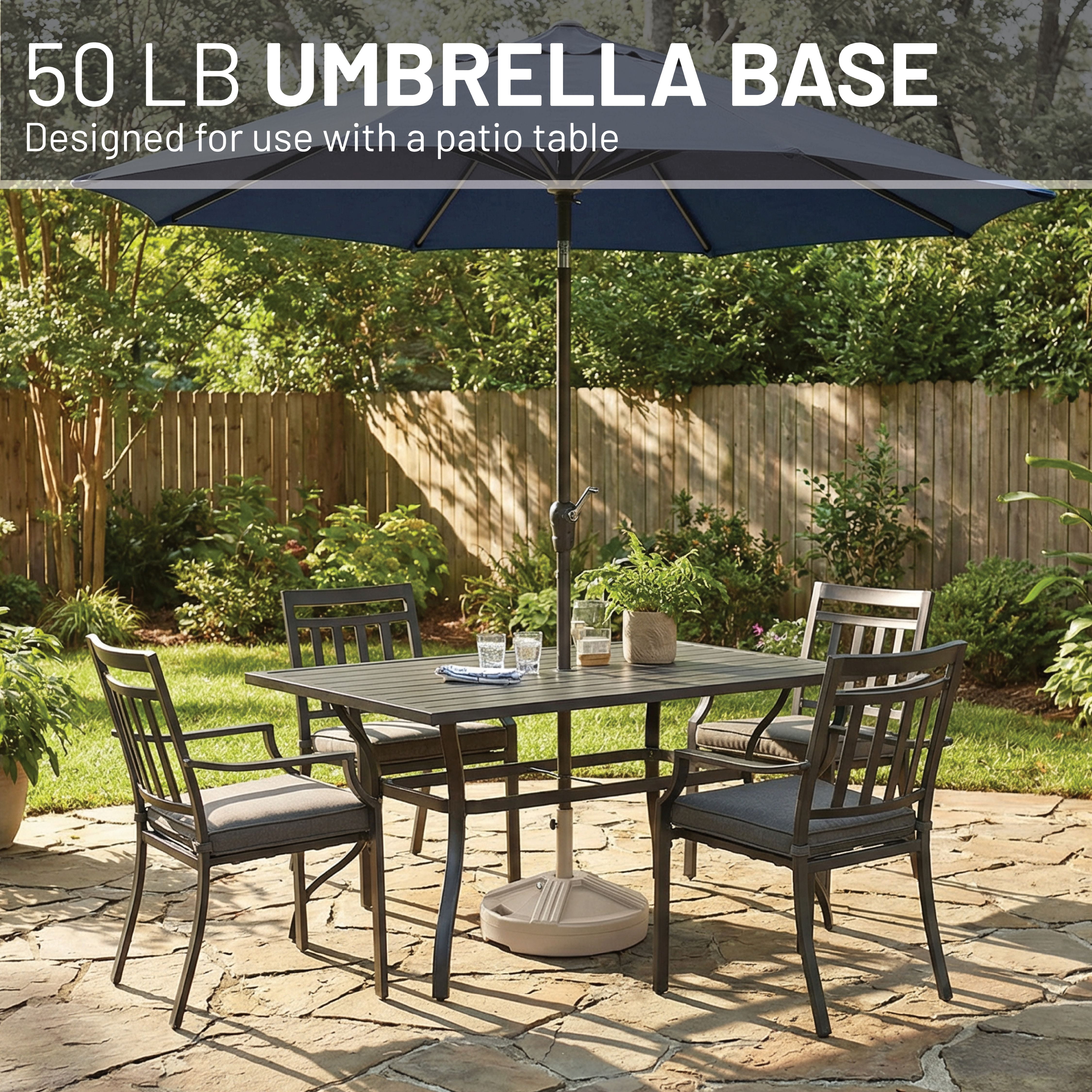 US Weight Durable 50LB Capacity Fillable Umbrella Base for Patio Table in Beige
