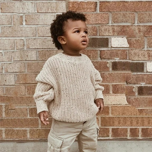 Hauaitttt Toddler Kids Baby Girl Boy Crewneck Long Sleeve Solid Sweater for Knitted Autumn Winter Warm Pullover Sweater Boys Size 12 14 Kids Sweaters Boys Size 8 Cute Baby Boy Sweaters Small Dog