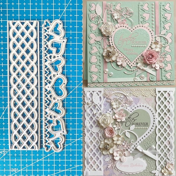 Troqueles de corte Trdxxx borde de cuadrícula con corazón para hacer tarjetas x2