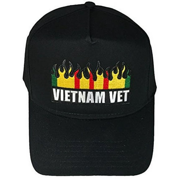 VIETNAM VET FLAMES HAT - BLACK - Veteran Owned Business