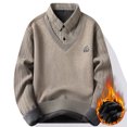 thumbnail image 1 of Blusa y camisa de manga larga con cuello vuelto para hombre, informal, de moda, con forro polar falso, dos botones LED, suéter de manga larga, blusa de poliéster para hombre, 1 of 9