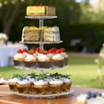 thumbnail image 3 of Soporte giratorio de 4 niveles, acrílico transparente de 360° para tartas y pasteles, soporte de servir para bodas, cumpleaños, fiestas, polígono, 3 of 6