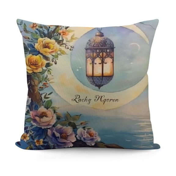 YINGXI Ramadan Kareem Pillow Covers, Seasonal Spring Pillowcase Ramadan Deocrations Throw Pillows Moon Flower Lantern Decorative Outdoor Cushion Case for Home Party Decor 12x12in