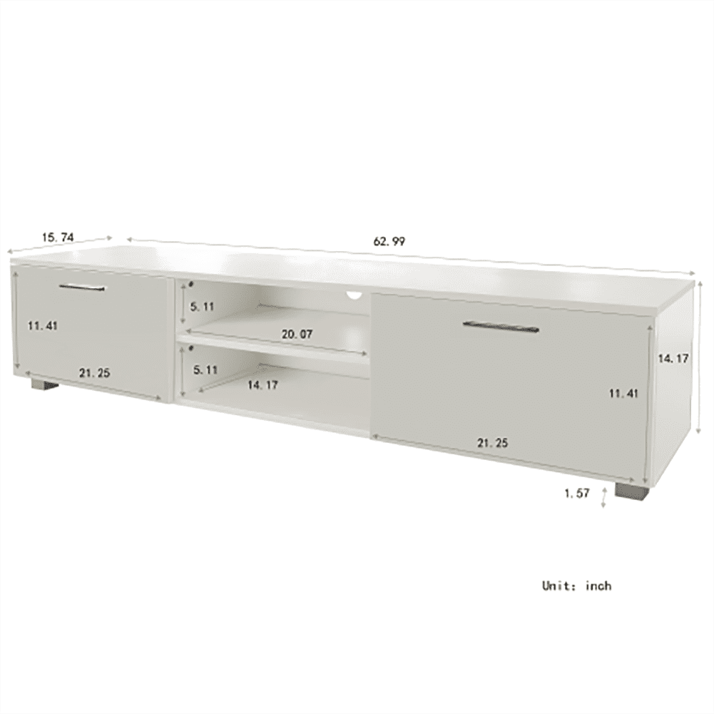 Kepooman TV Cabinet, Media Console with Two Doors, Large Storage Space, Easy to Install, White Kepooman TV Cabinet, Media Console with Two Doors, Large Storage Space, Easy to Install, White