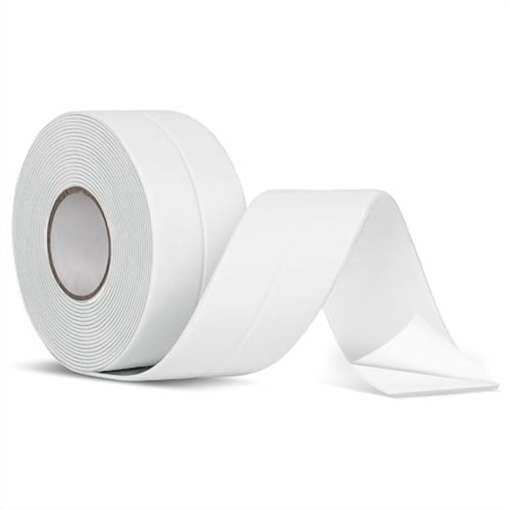 White Caulk Tape Waterproof Self Adhesive,Peel & Stick Caulking Tape for Floor Tile Corner Trim & Shower,Bathroom Accessories,Toilet & Bathtub Sealant Strip,Better Than Silicone Caulk