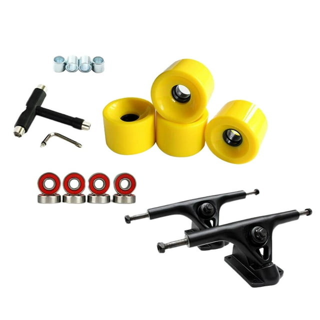 S SERENABLE 7 Pieds' Camions de Planche à Roulettes Pont Cintre ABEC-11 Roulements Roues Pièce, Résistant à l'Usure Jaune