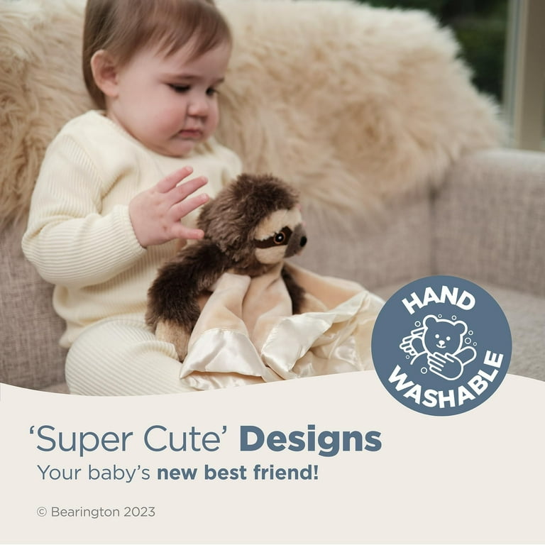 Bearington Baby Speedster Snuggler 15 Inch Sloth Plush Stuffed Animal Security Blanket Lovey for Babies