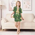 thumbnail image 3 of Ttyddzy Pajama Sets for Boys&Girls, Soft Silky Satin Button-Up Pjs with Shorts for Spring/Summer, Green Girl XXL, 3 of 8