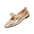thumbnail image 2 of IEMIEMIEM Ballet Flats for Women 2026 Pointed Toe Leather Bow Mary Janes Comfortable Casual Slip On Office Walk Dress Shoes Gold 6.5 Wide, 2 of 8