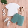 thumbnail image 2 of ZEHJUHAN Boys' Casual Two-Piece Set Short-Sleeve Letter Print Tee & Drawstring Waist Pocket Shorts Comfortable Outfit LIL Brother，12-18M, 2 of 9