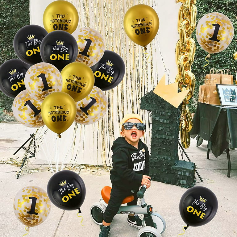 8Pcs The Notorious One Birthday Decorations, Black Gold 1st Birthday  Honeycomb Centerpieces - The Big One Theme First Birthday Decorations, Hip  Hop 3D Table Decor for One Year Old Party Supplies 