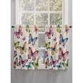 thumbnail image 5 of Colorful Butterfly Bathroom Window Curtain, Elegant Pastoral Butterflies Rustic Watercolor Light Filtering Coffee Kitchen Curtains, Bedroom Living Room Curtains 2 Panel 84"x45", 5 of 6