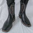 thumbnail image 3 of Pandaie Men's Cowboy Boots Square Closed Toe Work Boots Waterproof Lightweight Mid Calf Booties, 3 of 7