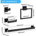 thumbnail image 6 of Matte Black Bathroom Hardware Set,5-Piece Towel Bar Ring Set Wall Mount Bathroom Accessories Include 23.6 inch Towel Bar,Towel Rack Ring,Toilet Paper Holder,2*Robe Hook, 6 of 6